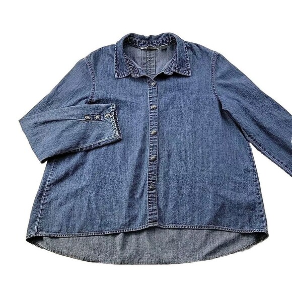 J. Jill Tops - J. Jill Women's XS Blue Jean Denim Casual Collared Button-Up Blouse Western LS